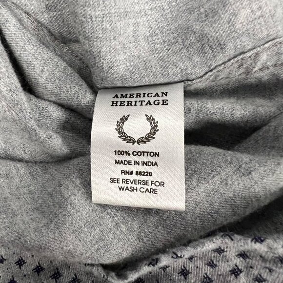 American Heritage Men's Long Sleeve Button Down Shirt Gray/Blue Print Large - Picture 9 of 9